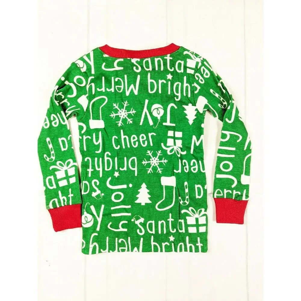 Carter's Green White & Red Holiday Words Pajamas Size 24 Months